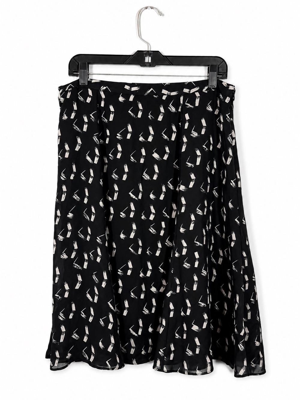 Jaclyn Smith Black White A-Line Midi Skirt Business Casual Office Wear Size L